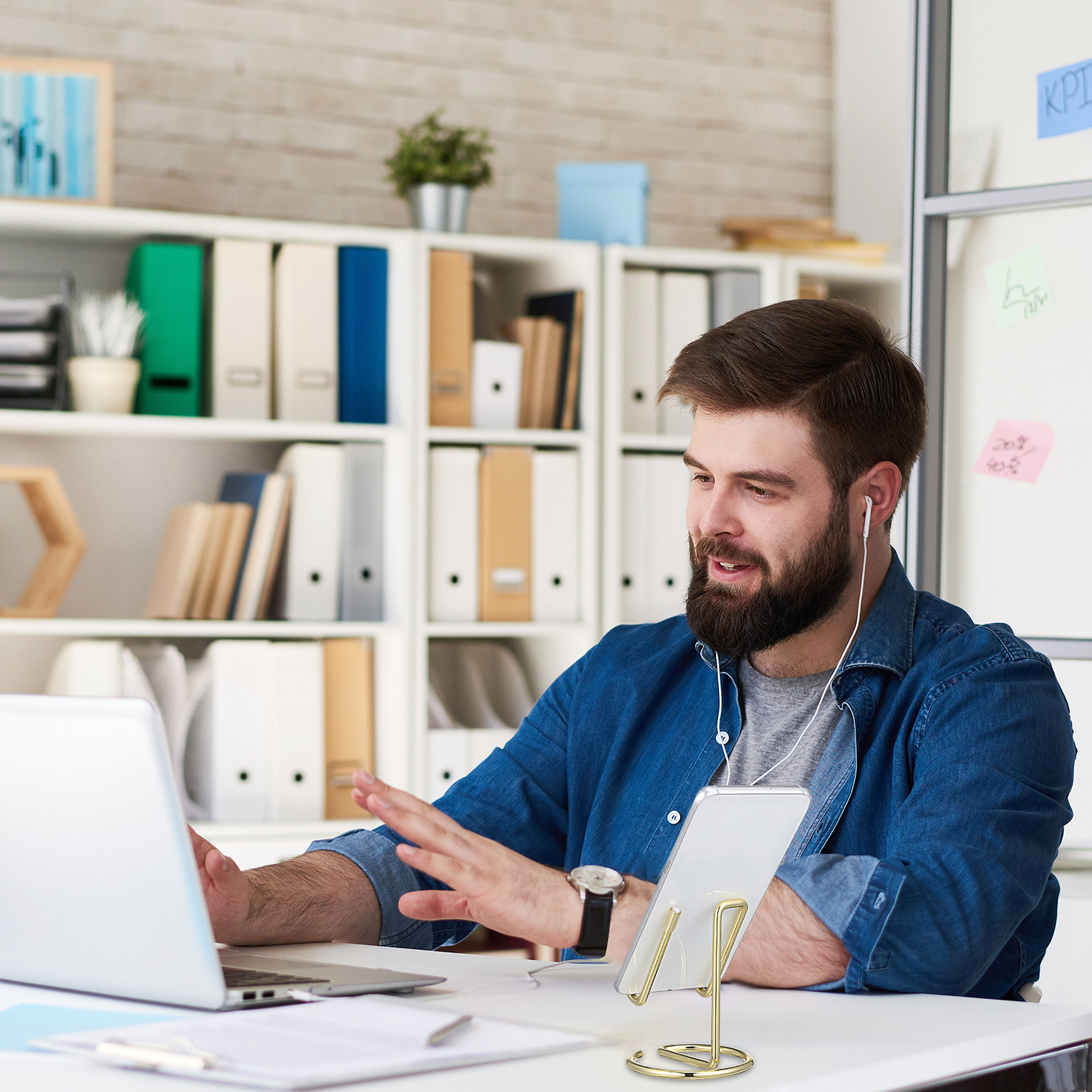 Tablet Reading Accessories - 2 stuks metalen telefoonhouder, bureaustandaard, stabiele