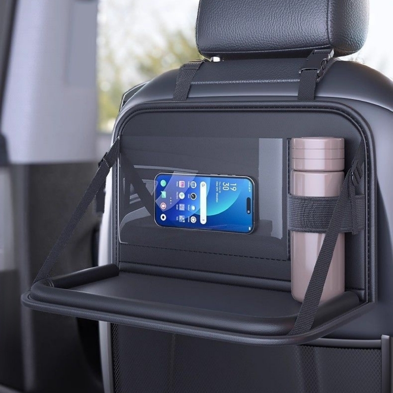 Toddler Tablet Accessories - Autostoelorganizer Opvouwbare tafelblad PU-leer Touchscreen Zak