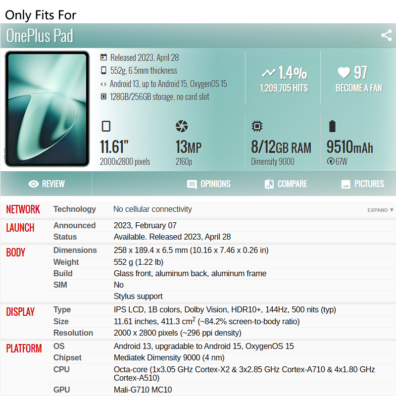 OnePlus Pad hoesje 11.61 inch  - Tablet Accessories Lenovo recensie en prijs