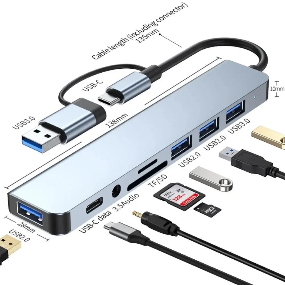 8-in-2 USB-C-hub met 3.0 SD/TF - Microsd Card Tablet recensie en prijs